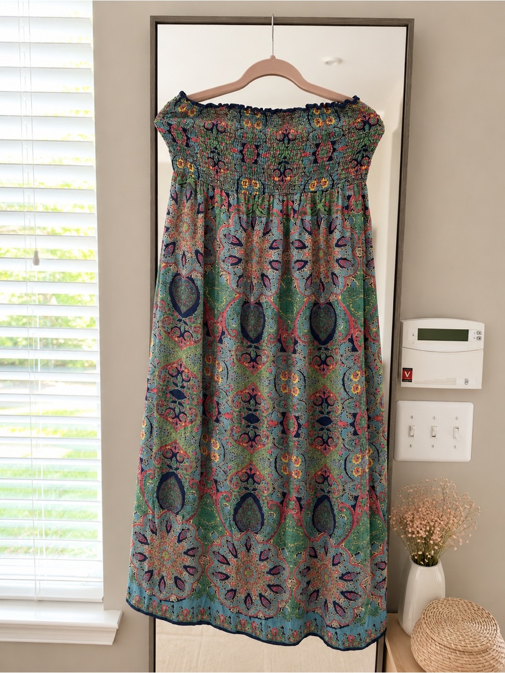 Angie Green Multi-Color Smocked Maxi Dress